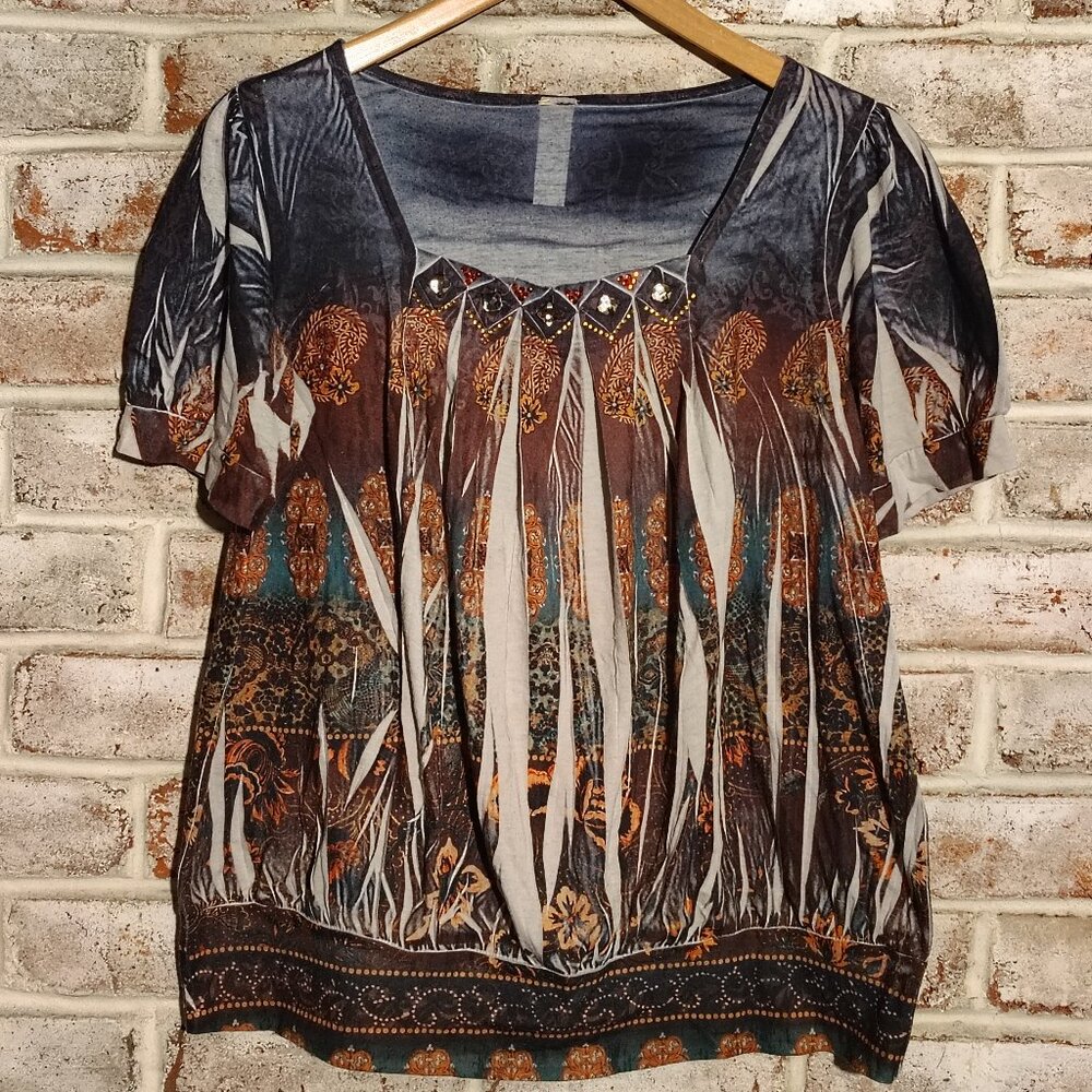 Womens Lightweight Patterned Top - No tags/brand, perhaps size Large